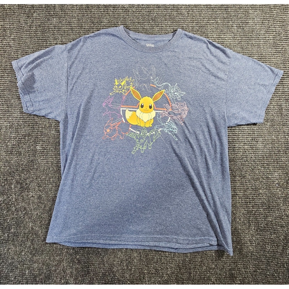 Pokemon T-Shirt Mens XL Blue Heather Eevee Evolutions Graphic Short Sleeve Tee